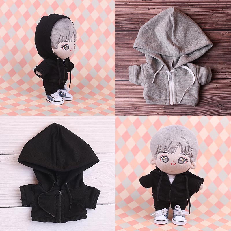 20厘米娃衣卫衣连帽拉链开衫卫衣10cm棉花娃娃娃衣15厘米公仔娃衣