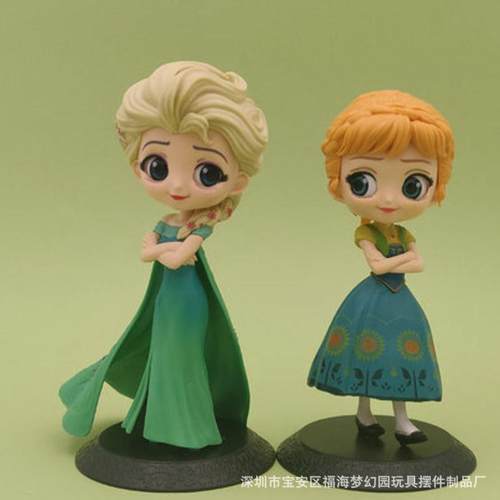 新版冰雪奇缘 手办Q版艾莎安娜手办生日礼物蛋糕装饰摆件模型