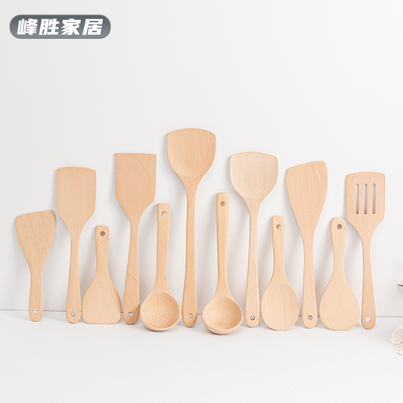 .无漆无蜡榉木日式锅铲木质铲子家用不粘锅烹饪炒菜铲木汤勺子