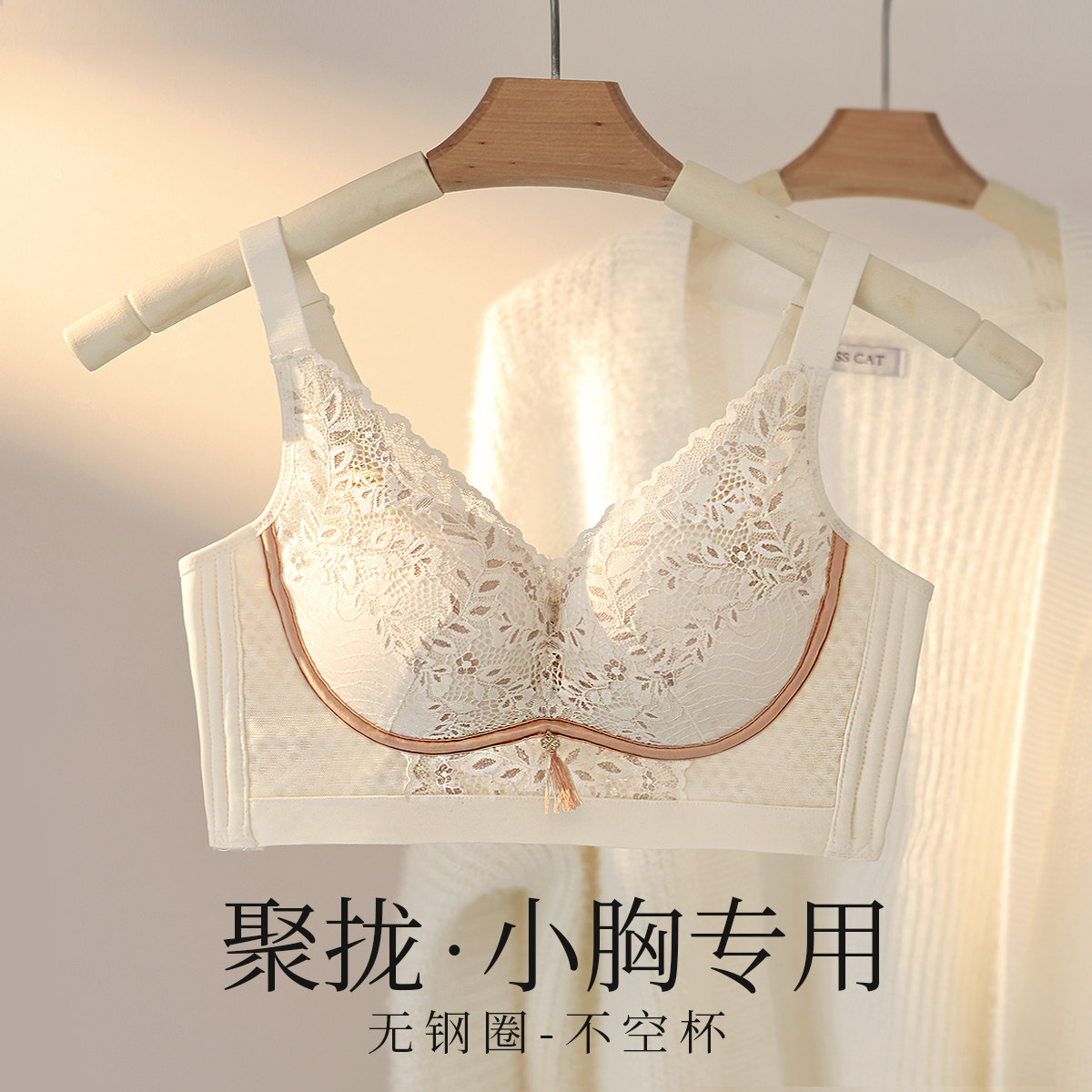六月玫瑰院线款玫瑰精油内衣女小胸专属蕾丝聚拢收副乳无钢圈文胸