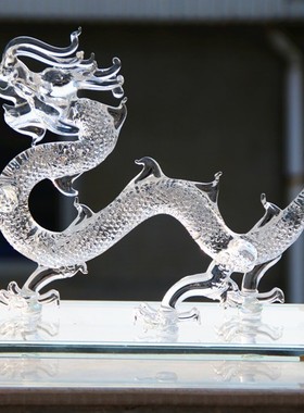 龙摆件白水晶龙商务礼品开业新居工艺品12十二生肖送领导办公室