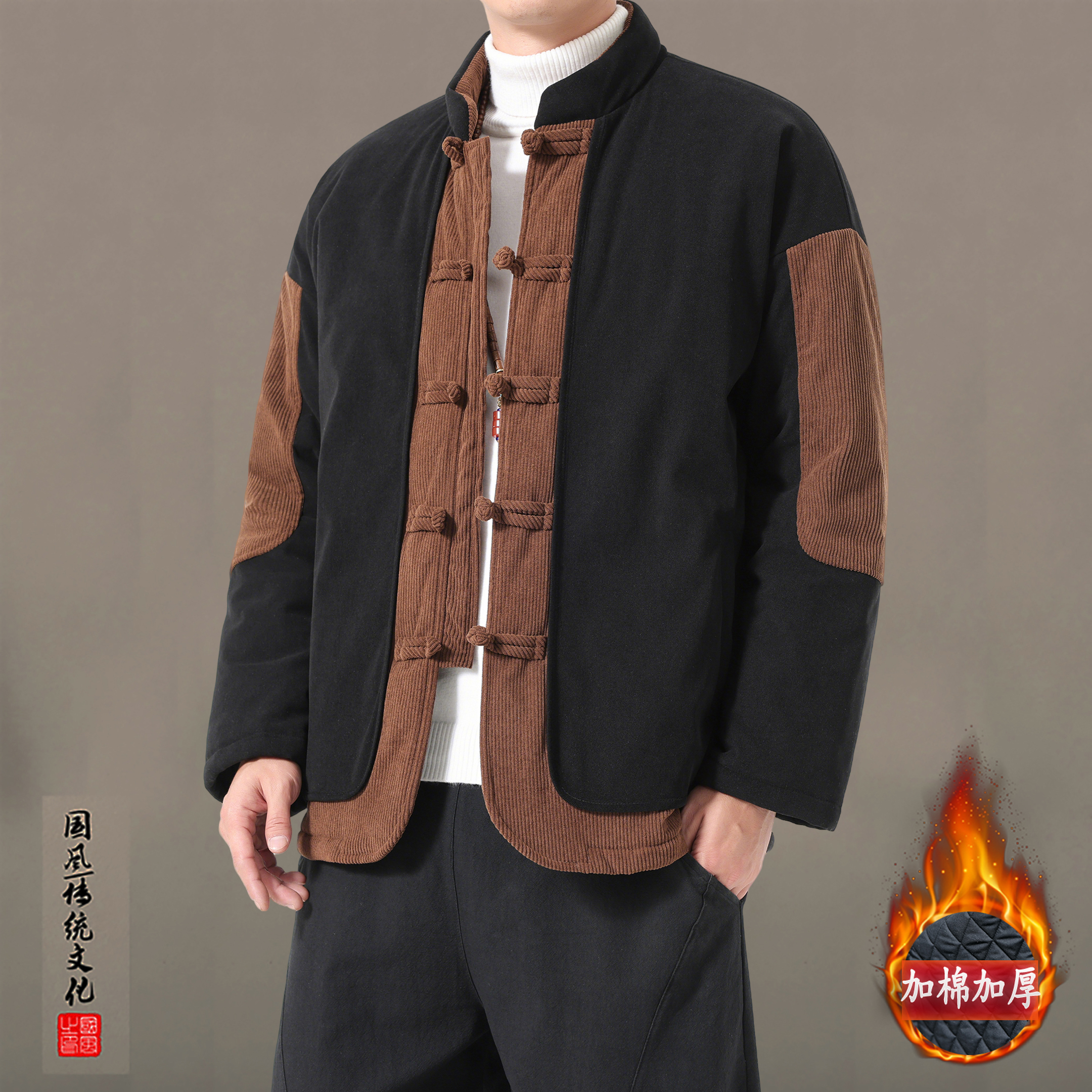 灯芯绒男士2025年新款棉衣加厚