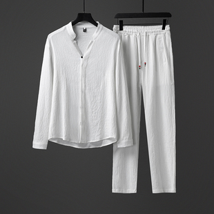 衣服男装 夏季 长袖 upf50皮肤休闲衬衫 冰丝 防晒衣V领防晒服男款 套装