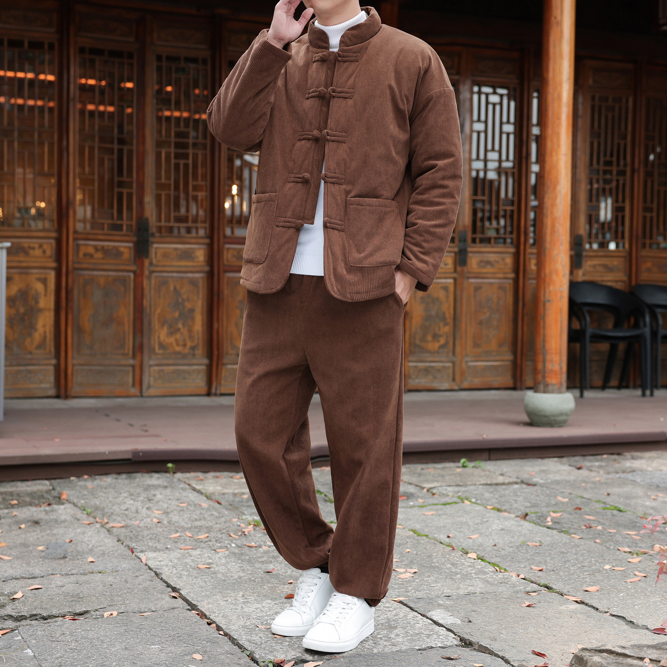 冬季新中式唐装男休闲套装复古大码棉衣两件套加棉加厚棉服外套,男装,唐装,淘宝优惠券,粉丝福利购,淘宝优惠卷