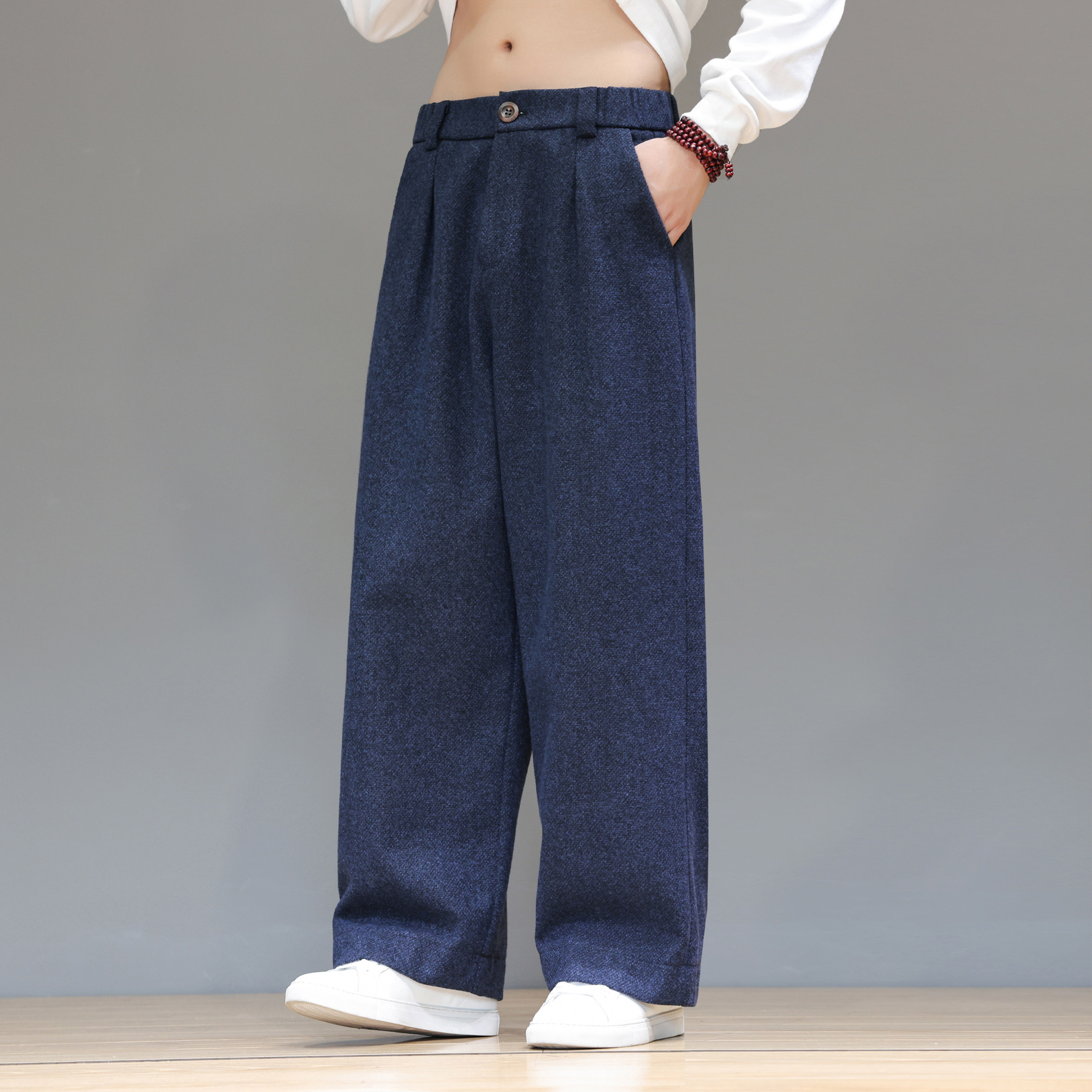 冬季加厚毛呢休闲裤男大码中国风直筒复古阔腿裤练功打坐禅太极裤,男装,休闲裤,淘宝优惠券,粉丝福利购,淘宝优惠卷