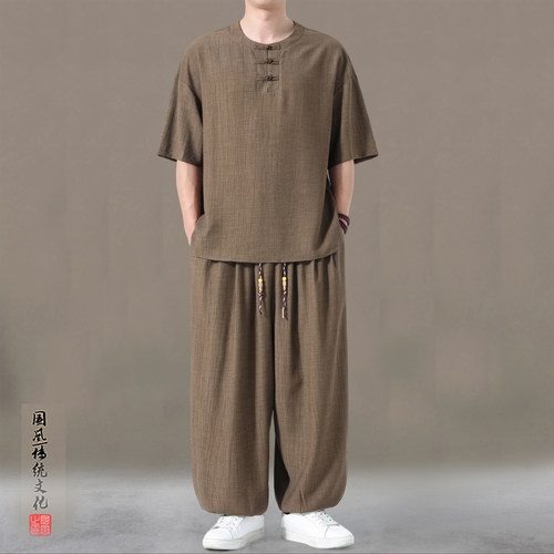 [T恤+裤子]薄款免烫休闲套装