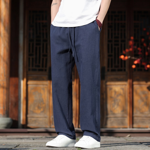 夏季薄款棉麻休闲裤男中国风宽松