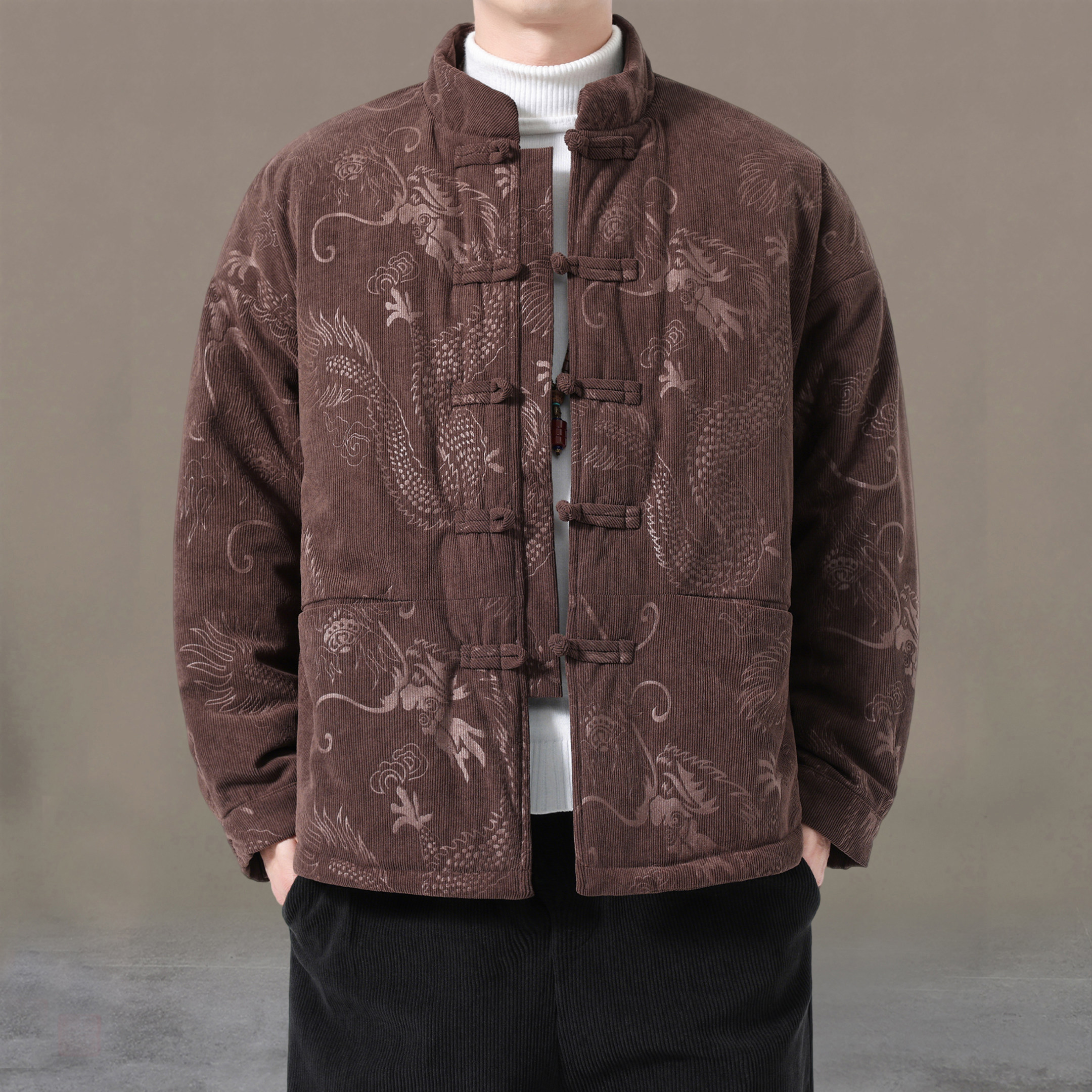 冬新款唐装男式棉服加厚保暖大码宽松夹克中式改良立领中山装棉袄,男装,唐装,淘宝优惠券,粉丝福利购,淘宝优惠卷