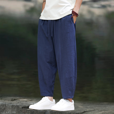 2025夏薄款棉麻裤子男款亚麻