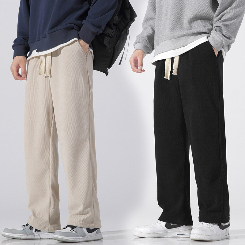 宽松直筒雪尼尔裤子男加绒加厚vintage潮牌阔腿休闲裤秋冬运动裤,男装,羽绒马甲,淘宝优惠券,粉丝福利购,淘宝优惠卷