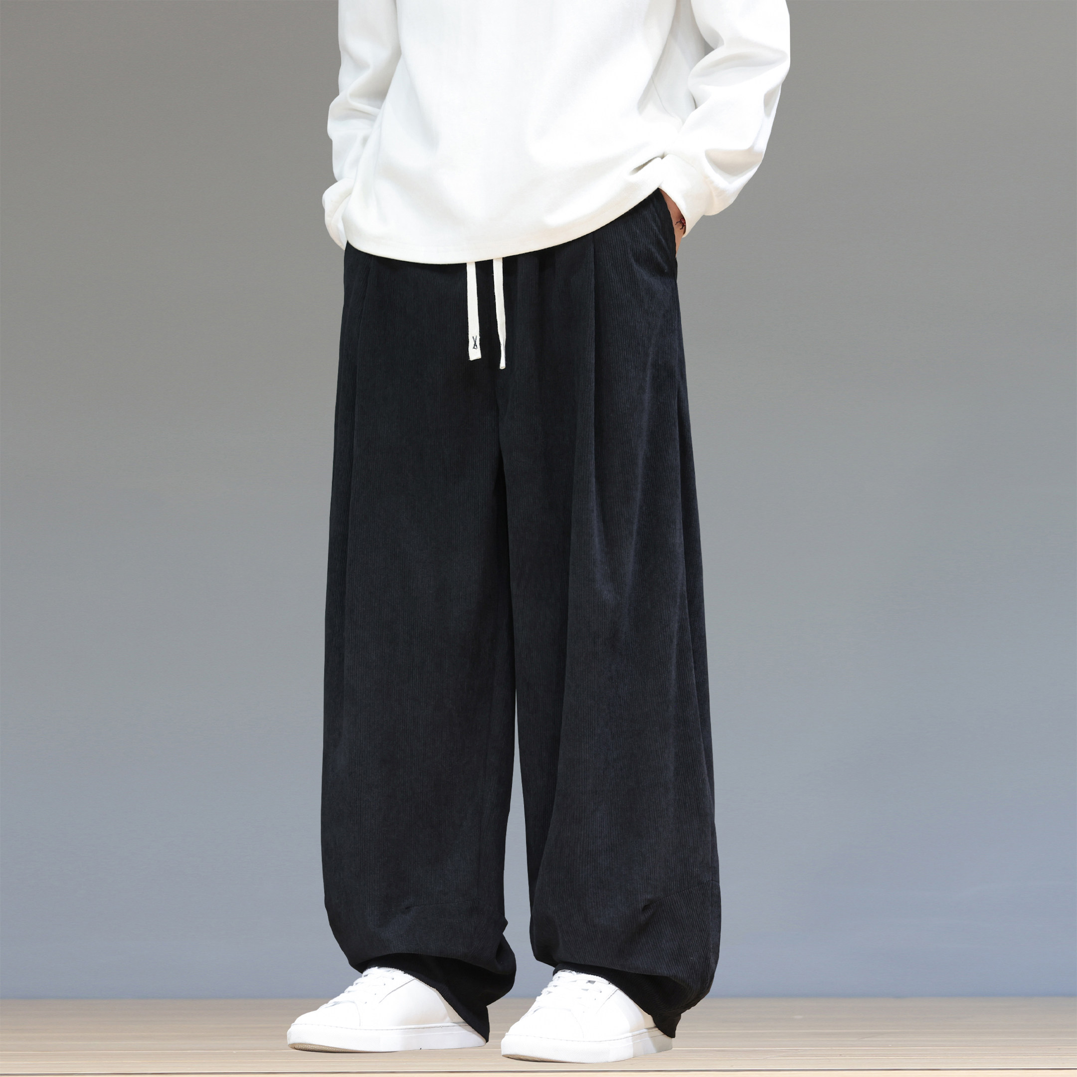 2025秋季男士休闲裤灯芯绒裤子宽松大码垂感阔腿裤哈伦裤弯刀裤,男装,休闲裤,淘宝优惠券,粉丝福利购,淘宝优惠卷