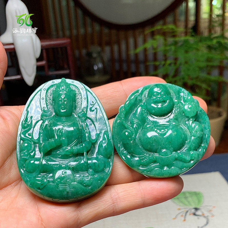 涵韵珠宝白天蓝天然独山玉石观音菩萨吊坠佛挂件颈饰玉佩饰品礼物
