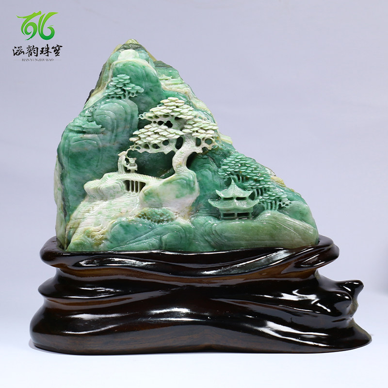 涵韵珠宝独山玉摆件步步高升天然玉石办公室摆件送礼礼盒包装