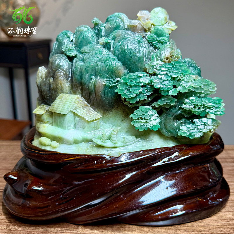 涵韵珠宝南阳独山玉摆件大师雕刻天然玉石顺风顺水高端家居礼品