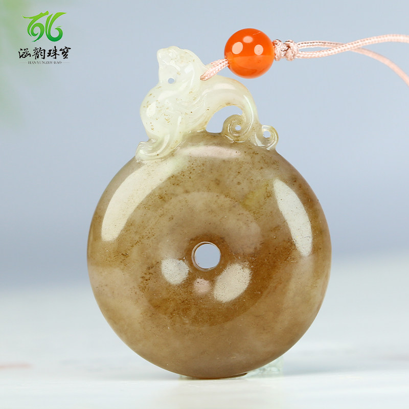 涵韵珠宝独山玉貔貅平安扣吊坠天然挂件招财貔貅项链玉佩