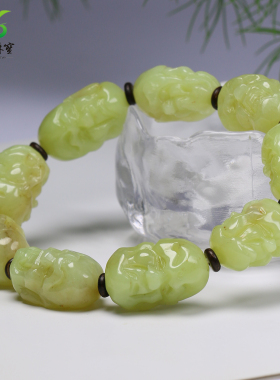 和田玉黄口料罗汉头手串