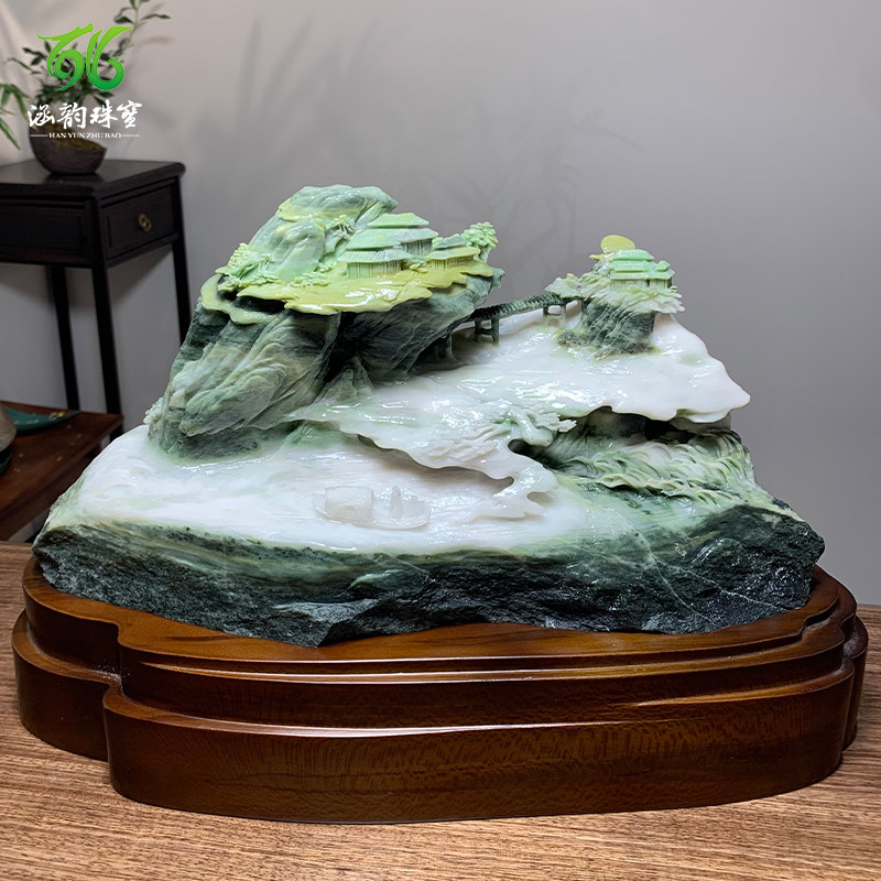涵韵珠宝精品独山玉摆件大师作品烟波隐玉天然玉石家居客厅礼品