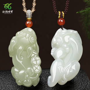 涵韵珠宝新疆和田玉貔貅吊坠天然白玉挂件招财貔貅情侣款 项链玉佩