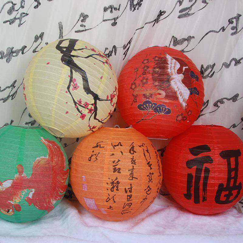 中秋国庆古风系竹子纸灯笼国风古典传统梅兰竹菊灯罩春天装饰灯笼