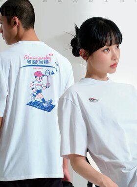 2025韩版羽毛球服短袖T恤男女文化衫球衣肌理棉感速干运动服跑步