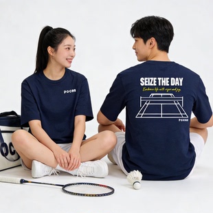 2026韩版羽毛球服短袖T恤男女文化衫球衣宽松大码棉感速干运动服W