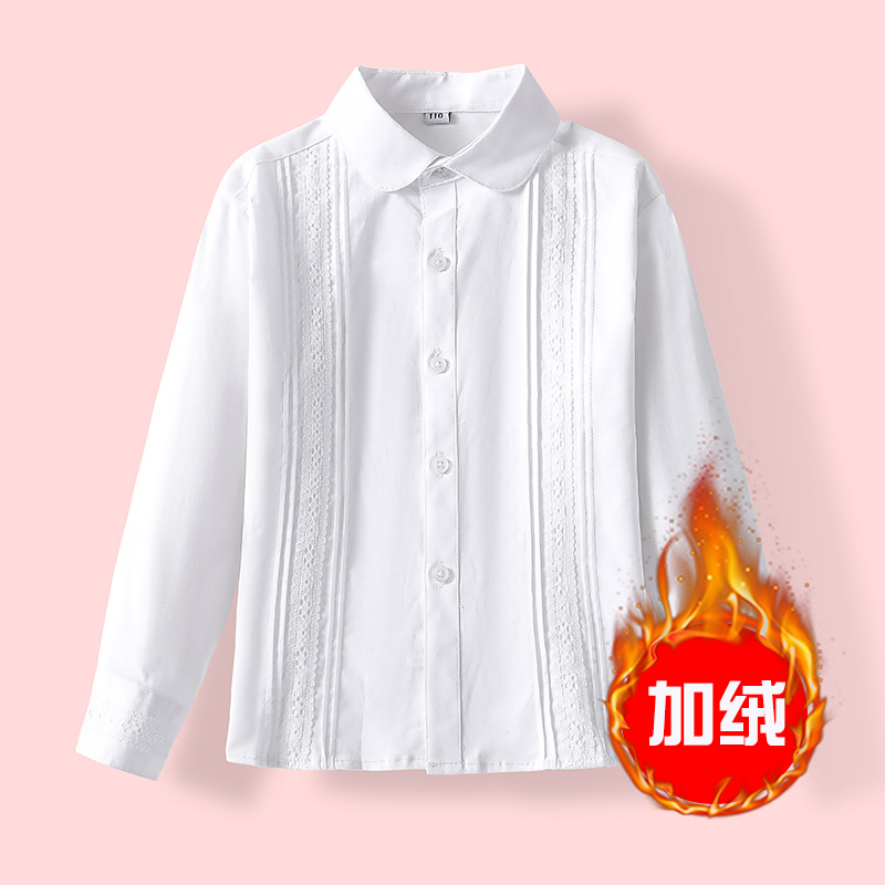 女童白衬衫蕾丝校服纯棉校园风