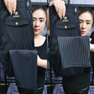 商务休闲裤 冰丝直筒裤 男裤 子条纹长裤 1922 欧货夏季 抗皱锥形裤 男士