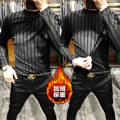 欧货春季男加绒植绒烫钻长袖小衫