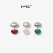 EWEST 红色耳饰女耳环本命年轻奢小众天然原创耳坠 红玛瑙耳钉新款