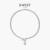 EWEST 巴洛克珍珠拼接吊坠女小众饰品毛衣链银项链高级锁骨链