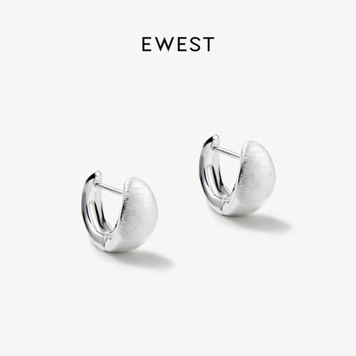 EWEST 新款素银拉丝耳钉小耳扣原创女小众高级感轻奢小众设计耳环