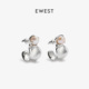 EWEST 耳钉 白色珍珠耳圈原创设计高级感轻奢耳饰女气质百搭新款