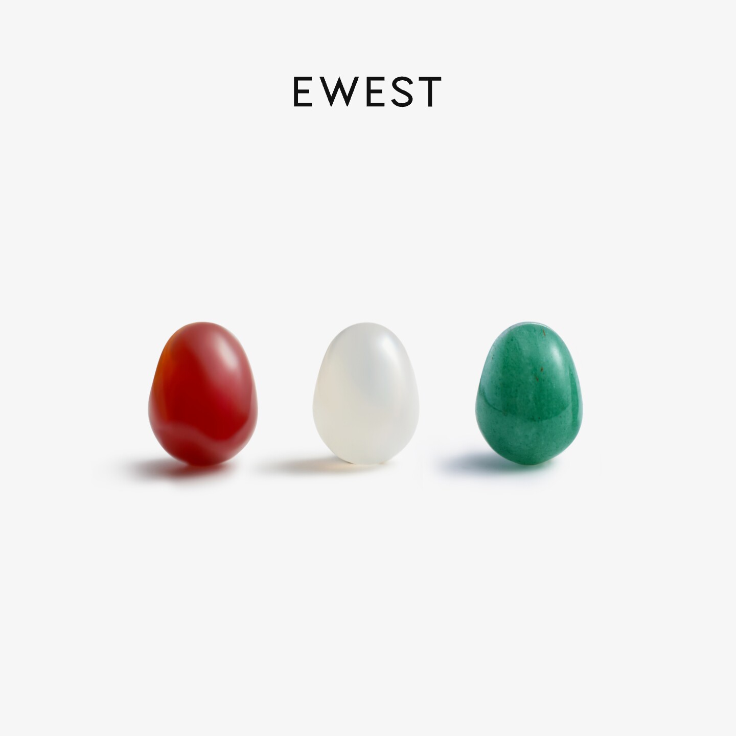 EWEST 新款本命年红色玛瑙豆豆耳钉耳饰女小众简约轻奢原创耳环