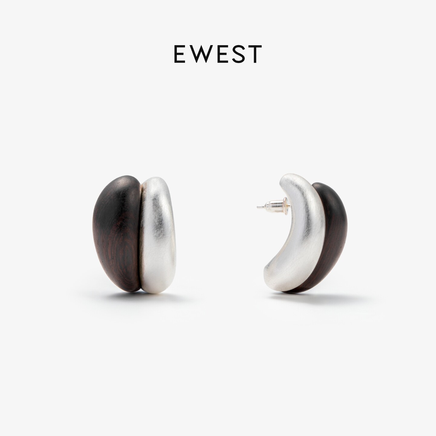 EWEST 新品黑檀木双色耳钉女新款高级感轻奢耳饰小众气质耳坠耳环