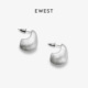 EWEST 小众素银方形耳钉女高级轻奢设计感耳环银色百搭原创耳饰
