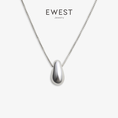 EWEST 新款简约水滴吊坠银项链女小众设计锁骨链高级感原创饰品
