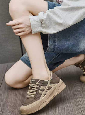 时代印象软牛皮板鞋2025秋新款小白鞋25538软底低跟系带女休闲鞋