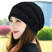 帽子女士春秋套头帽时尚 百搭包头帽室内月子帽薄款 防风堆堆帽空调
