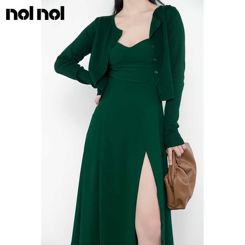 nolnol薄款针织衫chin早春外套女气质长袖修身小衫小个子短款开衫
