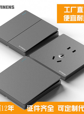 西龙星空灰金白一开五七孔单双控面板86暗装开关插座L26