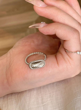 法式复古清冷拉丝镂空麦穗枕头戒指麻花小众设计个性精工气质指环