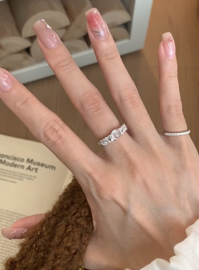 新中式冰种冰透玉髓鸽子蛋开口戒指水沫玉清冷感满钻精致超闪指环