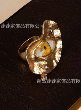 中古饰品拿货vintage高货重工夏帕新款眼睛戒指夸张配饰高级感