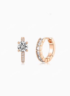 轻奢复古高级感镶嵌排钻不对称耳扣个性小众设计百搭气质时尚耳饰