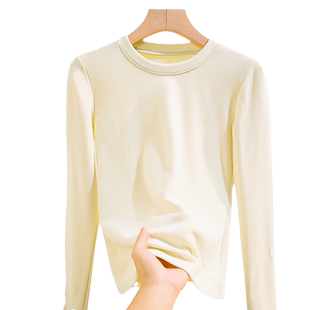 德绒打底衫女厚款双面绒修身2026秋季保暖磨毛女装上衣长袖T恤