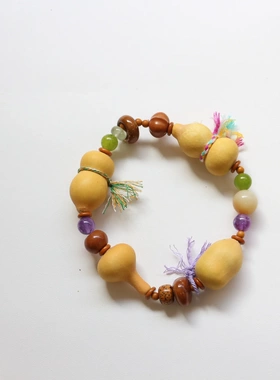 多宝葫芦手串个性串连蝉意男女款木质文玩手串糖果色