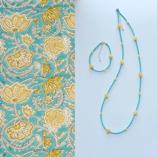 夏日小清新配色绿松石毛衣链60cm天然石串珠链细手链锁骨链