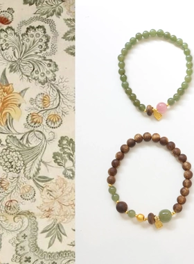 原创设计天然和田玉手串细款串珠手链国风配色小红薯同款