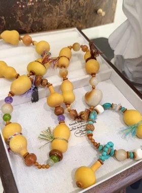 原创文玩多宝葫芦挂件 搭配：老玛瑙 沙金 琉璃 朱砂爱心