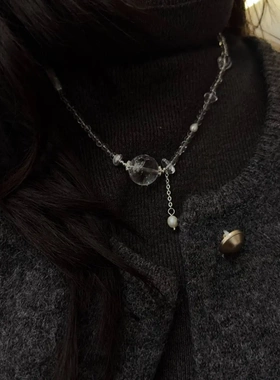 白阿塞天然白水晶淡水珍珠感清纯项链